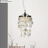 Nordic Shell Wind Chime Pendant Light - Elegant White Ceiling For Living Room