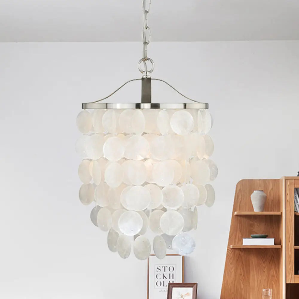 Nordic Shell Wind Chime Pendant Light - Elegant White Ceiling For Living Room / B