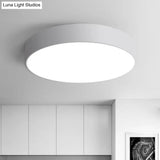 Nordic Short Drum Ceiling Flush Led Light In Black/White 16’/19.5’ Diameter
