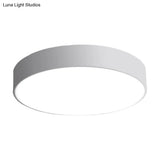 Nordic Short Drum Ceiling Flush Led Light In Black/White 16’/19.5’ Diameter