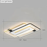 Nordic Simple Light Luxury Atmosphere Square Living Room Bedroom Ceiling Lamp Gold / C Tri-Color