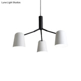 Nordic Simple Pendant Light: Iron Bell Shade Chandelier For Study Room - Black & White