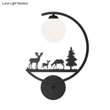 Nordic Single White/Black Finish Animals Metallic Wall Sconce Lighting With C-Arm