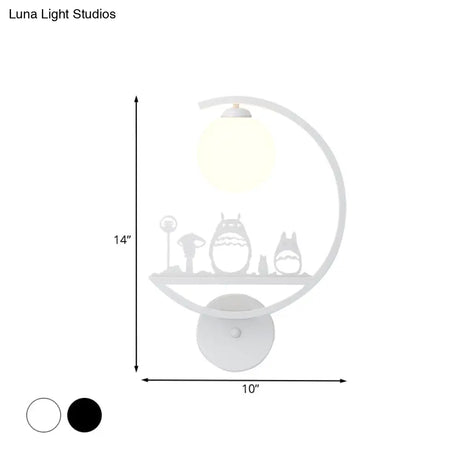 Nordic Single White/Black Finish Animals Metallic Wall Sconce Lighting With C-Arm