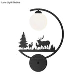 Nordic Single White/Black Finish Animals Metallic Wall Sconce Lighting With C-Arm