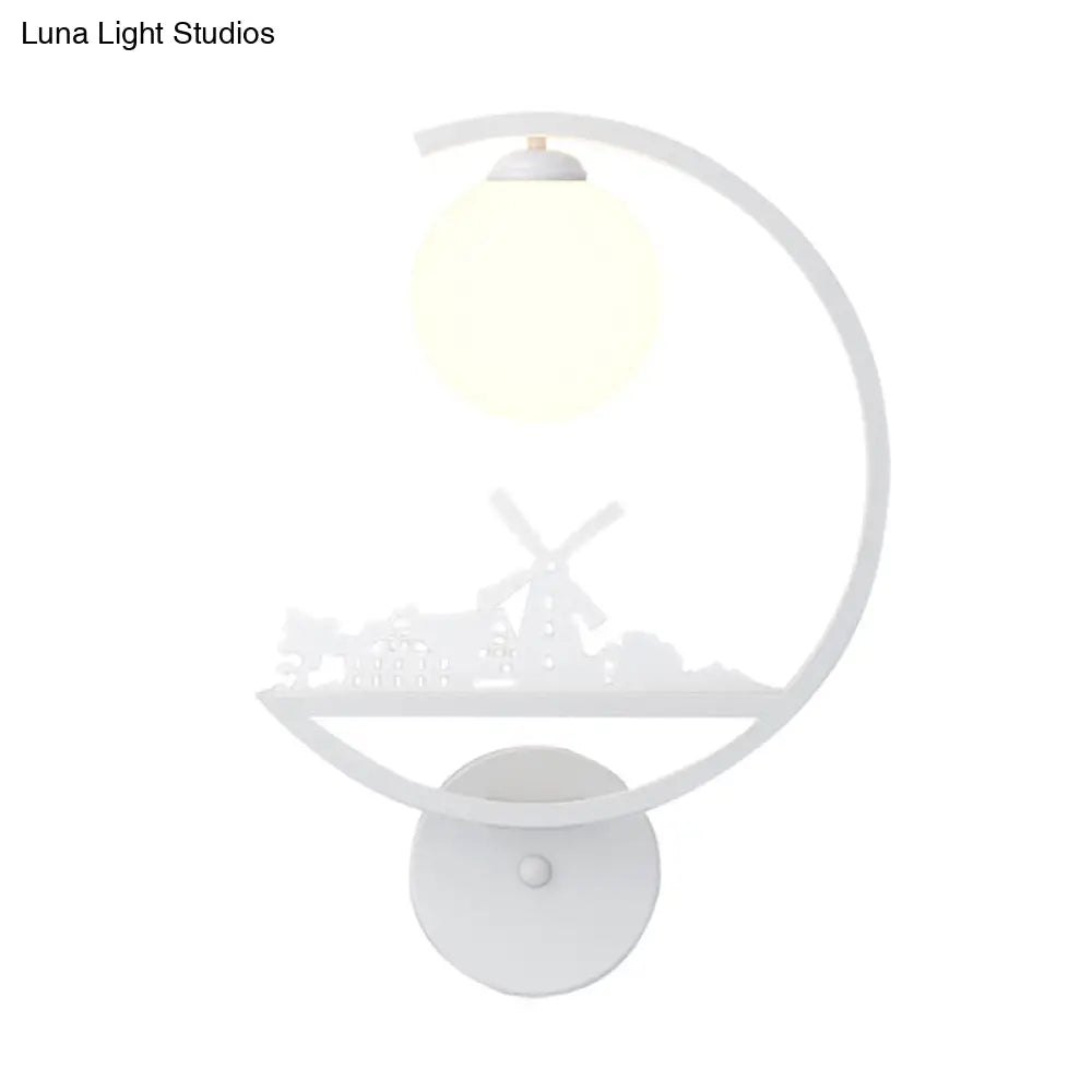 Nordic Single White/Black Finish Animals Metallic Wall Sconce Lighting With C-Arm