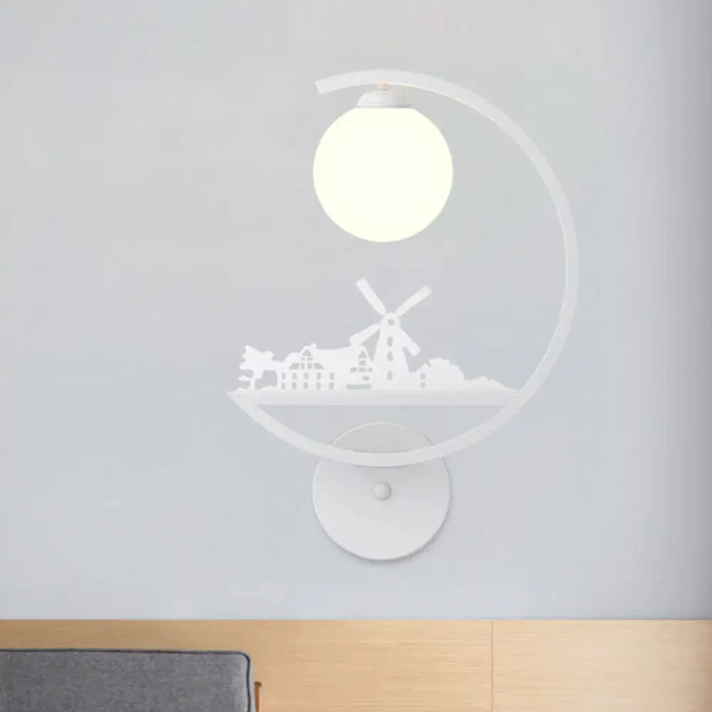 Nordic Single White/Black Finish Animals Metallic Wall Sconce Lighting With C-Arm White / B