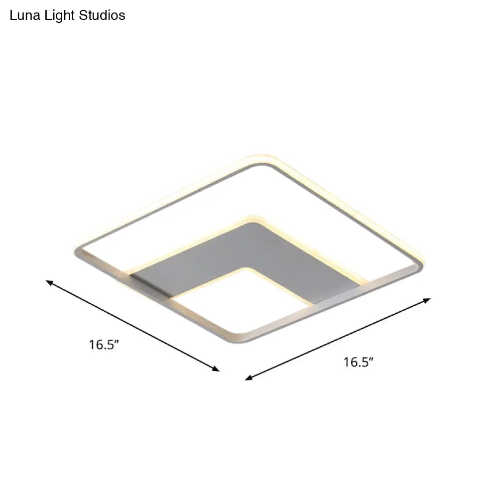 Nordic Square Flush Mount Acrylic Led Bedroom Lighting In White - 16.5’/20.5’ Width