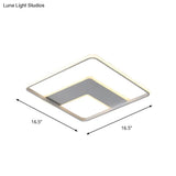 Nordic Square Flush Mount Acrylic Led Bedroom Lighting In White - 16.5’/20.5’ Width