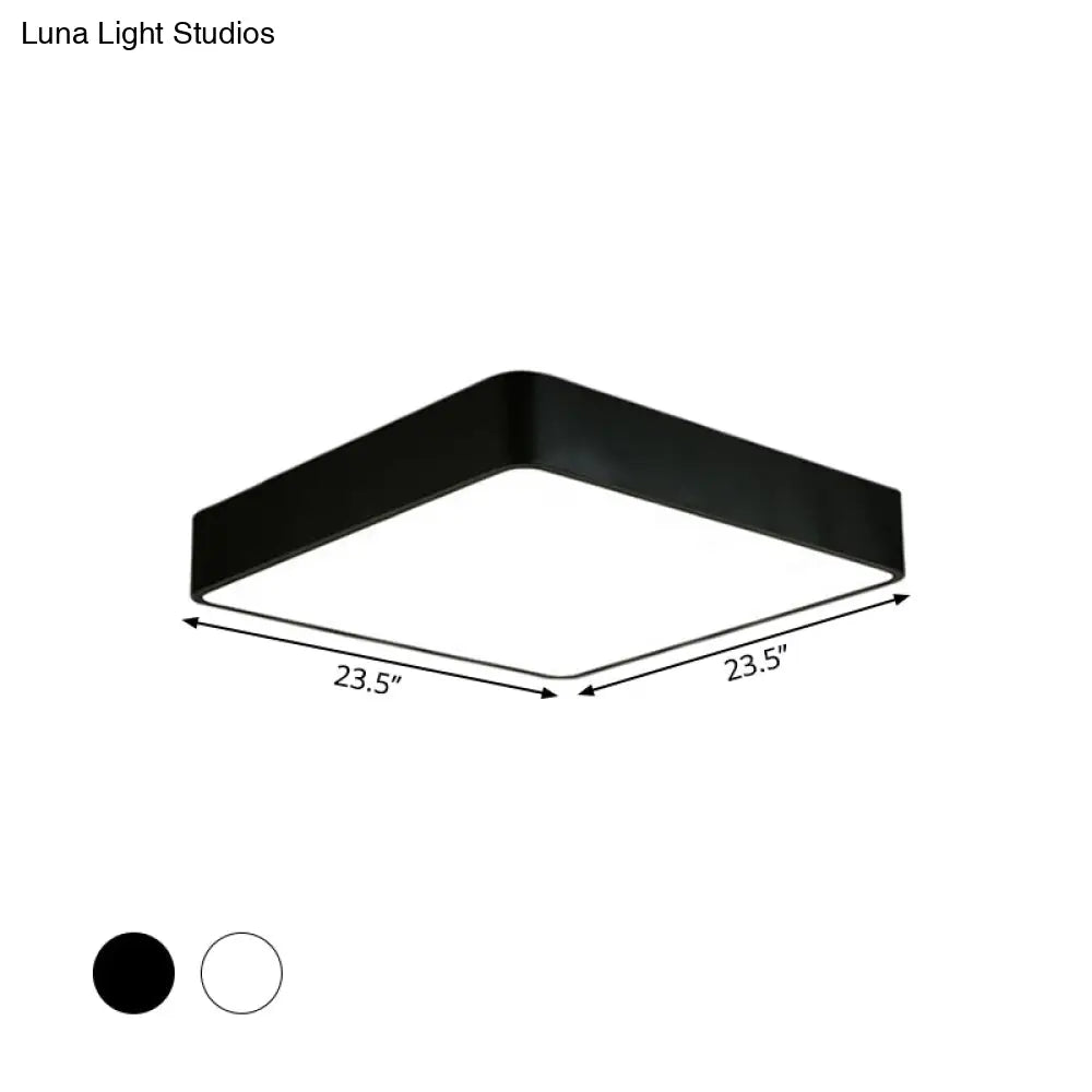 Nordic Square Flush Mount Lamp: Acrylic Led Ceiling Light For Office (Black/White