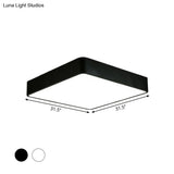 Nordic Square Flush Mount Lamp: Acrylic Led Ceiling Light For Office (Black/White