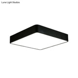 Nordic Square Flush Mount Lamp: Acrylic Led Ceiling Light For Office (Black/White