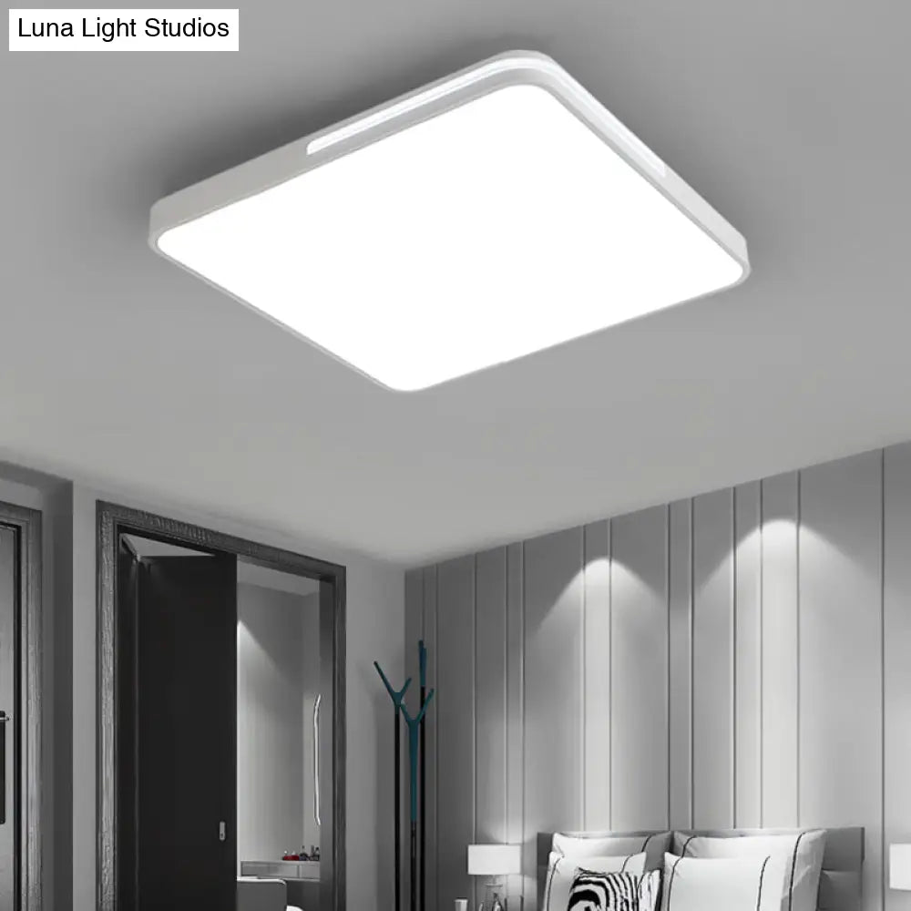Nordic Square Flush Mount Led Ceiling Lamp For Bedroom - Acrylic Black
