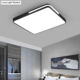 Nordic Square Flush Mount Led Ceiling Lamp For Bedroom - Acrylic Black