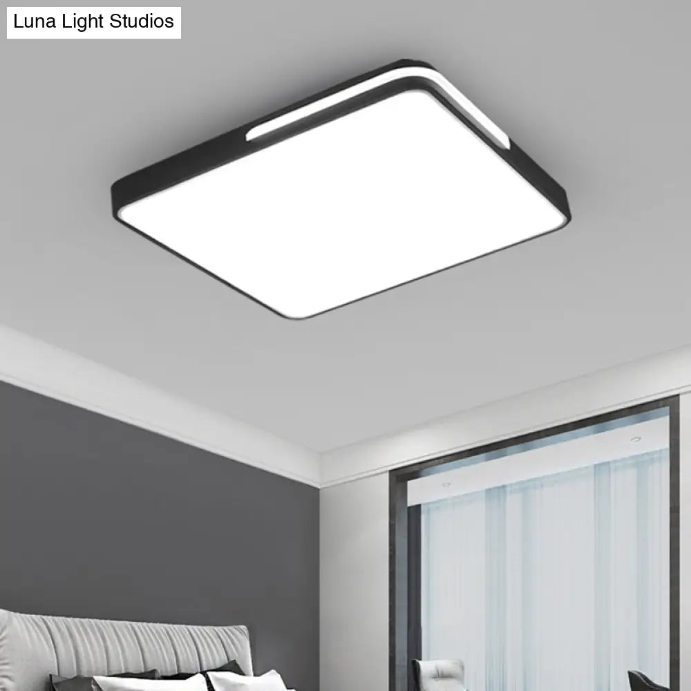 Nordic Square Flush Mount Led Ceiling Lamp For Bedroom - Acrylic Black