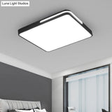 Nordic Square Flush Mount Led Ceiling Lamp For Bedroom - Acrylic Black