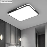 Nordic Square Flush Mount Led Ceiling Lamp For Bedroom - Acrylic Black