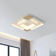 Nordic Square Flushmount Acrylic Led Ceiling Light White - Wood Finish 16’/19.5’ Wide Warm Or