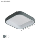 Nordic Square Shell Flush Mount Led Ceiling Light In Grey/White - 18/23.5 Wide For Bedroom With