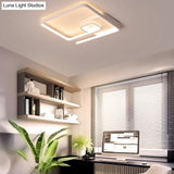 Nordic Squared Flush Lighting Slim Acrylic Led Ceiling Mount - 16.5’/20.5’ W White/Black