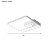 Nordic Squared Flush Lighting Slim Acrylic Led Ceiling Mount - 16.5’/20.5’ W White/Black