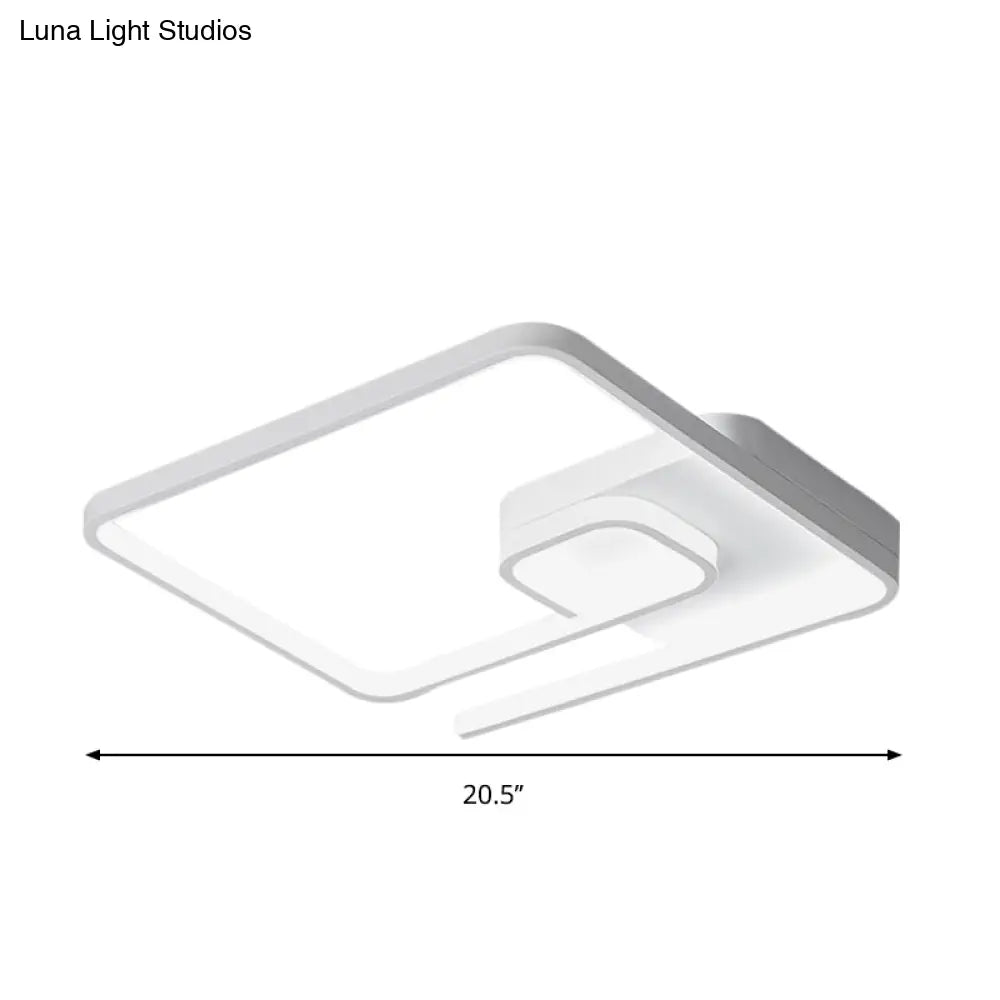 Nordic Squared Flush Lighting Slim Acrylic Led Ceiling Mount - 16.5’/20.5’ W White/Black