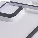 Nordic Squared Flush Lighting Slim Acrylic Led Ceiling Mount - 16.5’/20.5’ W White/Black