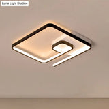 Nordic Squared Flush Lighting Slim Acrylic Led Ceiling Mount - 16.5’/20.5’ W White/Black