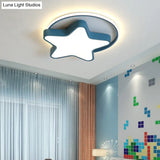 Nordic Star Led Flush Mount Ceiling Light With Acrylic Ring For Kid’s Room