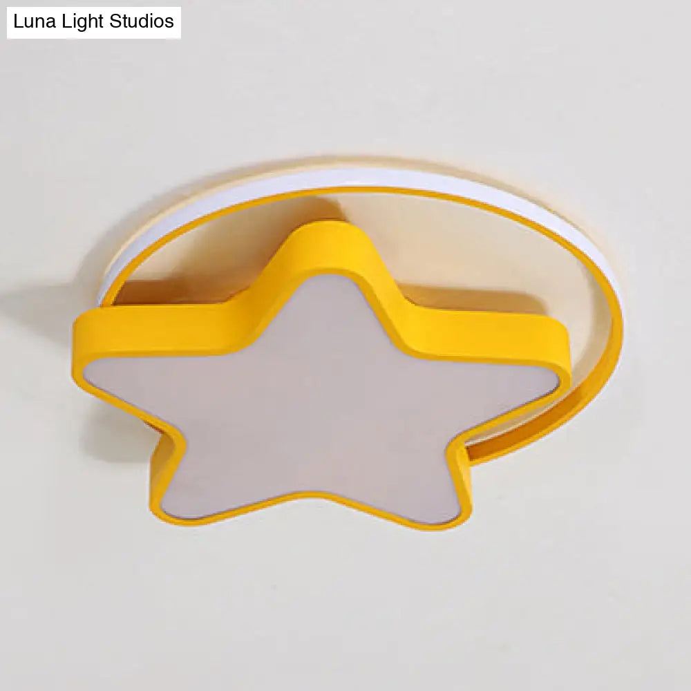Nordic Star Led Flush Mount Ceiling Light With Acrylic Ring For Kid’s Room