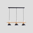 Nordic Style 3-Light Wood Bowl Pendant With Metal Shades For Island Lighting Black