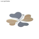 Nordic - Style 4 - Leaf Clover Led Ceiling Light With Blue And Wood Finish