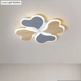 Nordic - Style 4 - Leaf Clover Led Ceiling Light With Blue And Wood Finish