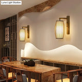 Nordic Style Bamboo Handmade Wall Lamp - Wood Light For Corridor 1 Bulb Fixture