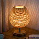 Nordic Style Bamboo Wood Table Lamp - Wineglass Design 1 Bulb Nightstand Light For Bedroom / 9