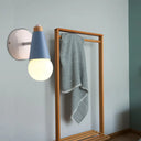 Nordic Style Bedside Wall Light With Rotatable Metal Cone Blue