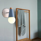Nordic Style Bedside Wall Light With Rotatable Metal Cone Blue
