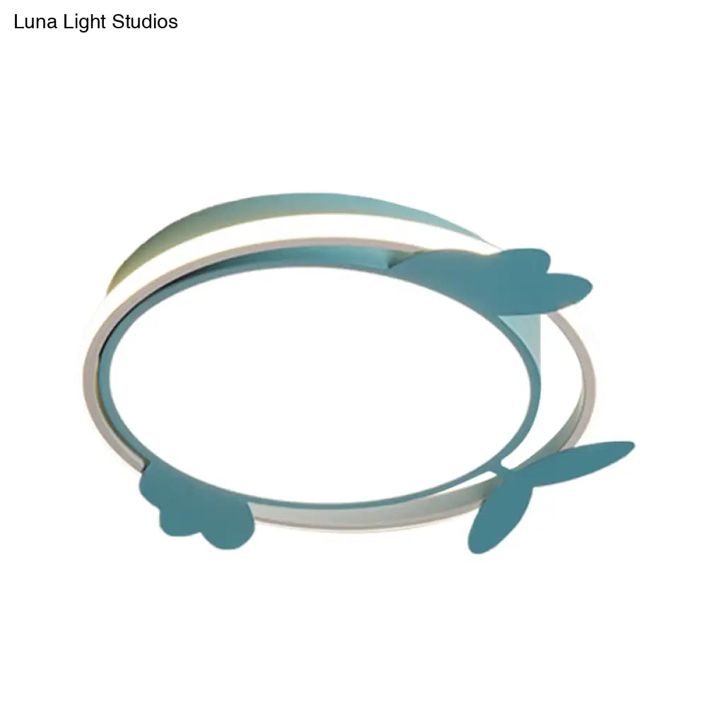 Nordic Style Bird Ceiling Light Fixture With Acrylic Led - Pink/Blue Flush Mount For Bedrooms