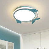 Nordic Style Bird Ceiling Light Fixture With Acrylic Led - Pink/Blue Flush Mount For Bedrooms Blue