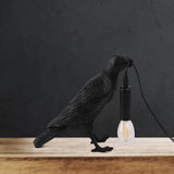 Nordic Style Bird Shaped Desk Light Resin Night Table Lamp In White/Black For Bedroom Black / A