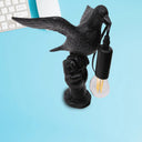 Nordic Style Bird Shaped Desk Light Resin Night Table Lamp In White/Black For Bedroom Black / B
