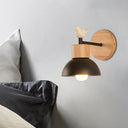 Nordic Style Bird Wall Sconce Light For Kids Bedroom Metal & Wood Design Black