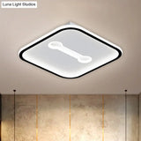 Nordic Style Black/Gold Metallic Squared Flushmount Ceiling Light Led Warm/White 16’/19.5’ Width