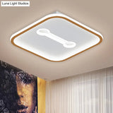 Nordic Style Black/Gold Metallic Squared Flushmount Ceiling Light Led Warm/White 16’/19.5’ Width