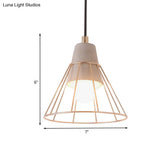 Nordic Style Caged Pendant Lamp - Adjustable Cord Gold Finish