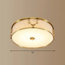 Nordic Style Ceiling Flush Light With Decorative Antler Design For Foyer - Fabric Drum Brass / 16’
