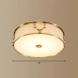 Nordic Style Ceiling Flush Light With Decorative Antler Design For Foyer - Fabric Drum Brass / 16’