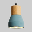 Nordic Style Cement Torch Pendant Lamp For Tea Station - Single Light Blue