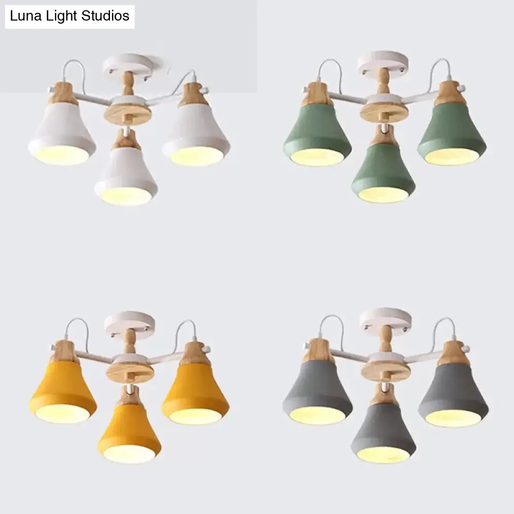 Nordic Style Child Bedroom Pendant Light With Metal Urn Shade - 3-Bulb Chandelier