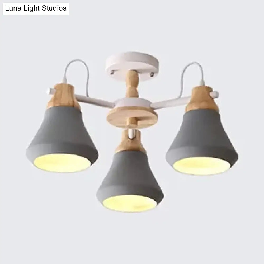 Nordic Style Child Bedroom Pendant Light With Metal Urn Shade - 3-Bulb Chandelier